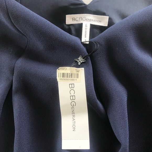 NWT BCBG Generation Navy Sift Dress Size S Party Minimalist Classic Swing V-Neck - Picture 3 of 12